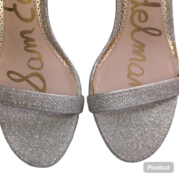 Sam Edelman Patti Ankle Strap Heels Gold Glitter Stiletto Sandals Size 7.5M - Picture 4 of 12